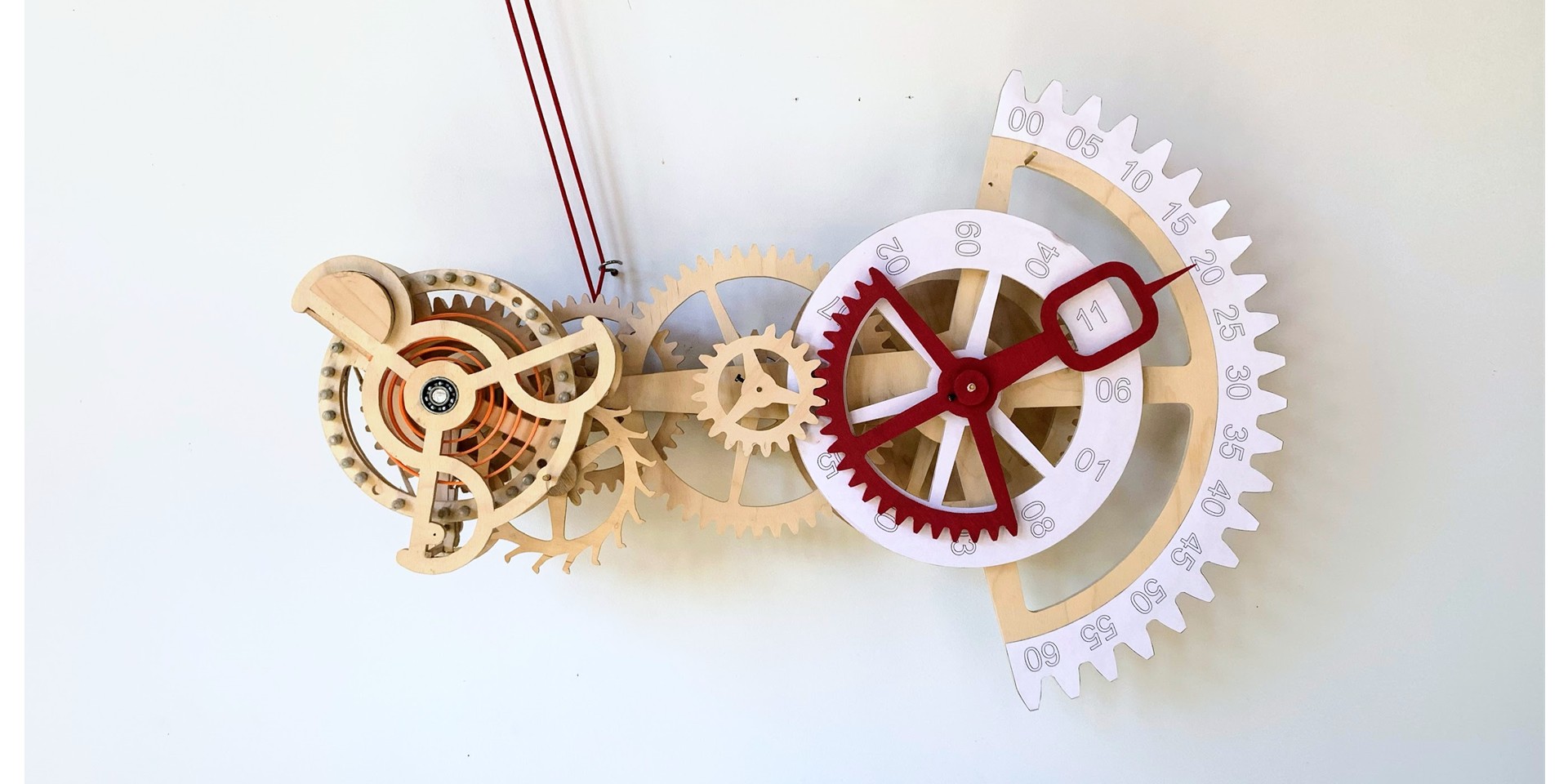 Gravity-Powered Wooden Gear Clock